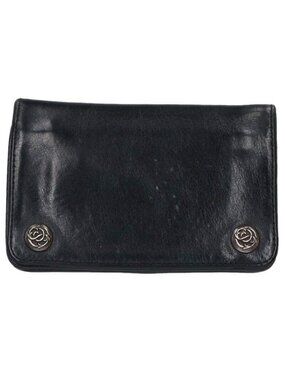 Chrome Hearts Floral Button Leather Wallet with Cross Patch